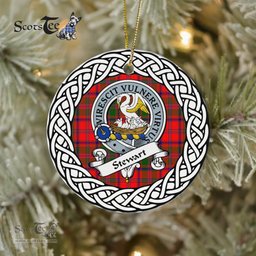Stewart Of Appin Scottish Clan Crest and Celtic Tartan Ceramic Ornament Plaid Christmas Ornament Gifts