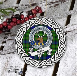 Rollo Scottish Clan Crest and Celtic Tartan Ceramic Ornament Plaid Christmas Ornament Gifts