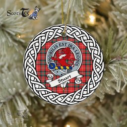 Stuart Scottish Clan Crest and Celtic Tartan Ceramic Ornament Plaid Christmas Ornament Gifts