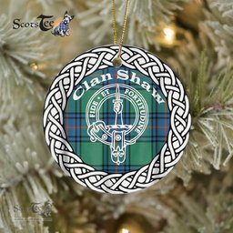 Shaw Scottish Clan Crest and Celtic Tartan Ceramic Ornament Plaid Christmas Ornament Gifts