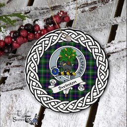 Swinton Scottish Clan Crest and Celtic Tartan Ceramic Ornament Plaid Christmas Ornament Gifts