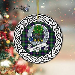 Swinton Scottish Clan Crest and Celtic Tartan Ceramic Ornament Plaid Christmas Ornament Gifts