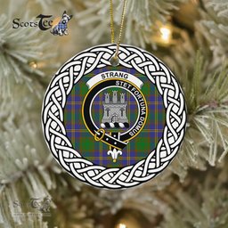 Strang or Strange Scottish Clan Crest and Celtic Tartan Ceramic Ornament Plaid Christmas Ornament Gifts