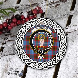 Skirving Scottish Clan Crest and Celtic Tartan Ceramic Ornament Plaid Christmas Ornament Gifts