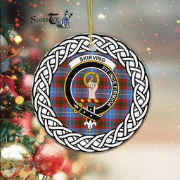 Skirving Scottish Clan Crest and Celtic Tartan Ceramic Ornament Plaid Christmas Ornament Gifts