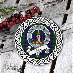 Shaw Of Tordarroch Scottish Clan Crest and Celtic Tartan Ceramic Ornament Plaid Christmas Ornament Gifts