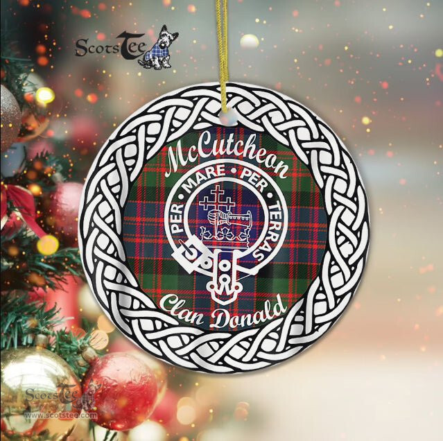 McCutcheon Scottish Clan Crest and Celtic Tartan Ceramic Ornament Plaid Christmas Ornament Gifts
