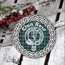 Rose Hunting Scottish Clan Crest and Celtic Tartan Ceramic Ornament Plaid Christmas Ornament Gifts
