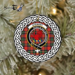Stewart Stuart of Bute Scottish Clan Crest and Celtic Tartan Ceramic Ornament Plaid Christmas Ornament Gifts