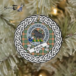 Pollock Scottish Clan Crest and Celtic Tartan Ceramic Ornament Plaid Christmas Ornament Gifts