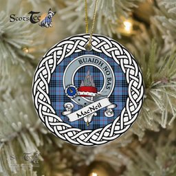 MacNeill Of Barra Scottish Clan Crest and Celtic Tartan Ceramic Ornament Plaid Christmas Ornament Gifts