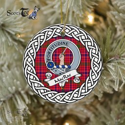 MacRae Scottish Clan Crest and Celtic Tartan Ceramic Ornament Plaid Christmas Ornament Gifts