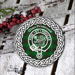 Primrose Scottish Clan Crest and Celtic Tartan Ceramic Ornament Plaid Christmas Ornament Gifts