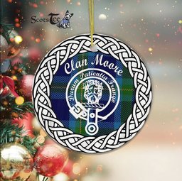 Moore Scottish Clan Crest and Celtic Tartan Ceramic Ornament Plaid Christmas Ornament Gifts