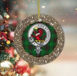 Primrose Hunting Celtic Circle Scottish Clan Crest and Celtic Tartan Ceramic Ornament Plaid Christmas Ornament Gifts