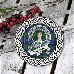 Paterson Scottish Clan Crest and Celtic Tartan Ceramic Ornament Plaid Christmas Ornament Gifts