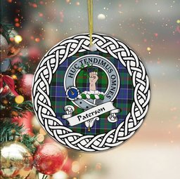 Paterson Scottish Clan Crest and Celtic Tartan Ceramic Ornament Plaid Christmas Ornament Gifts