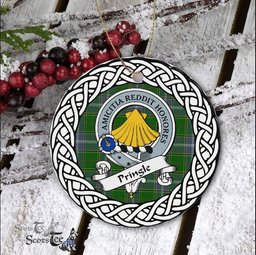 Pringle Scottish Clan Crest and Celtic Tartan Ceramic Ornament Plaid Christmas Ornament Gifts