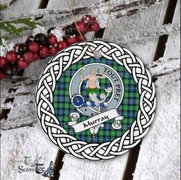 Murray Of Dysart Scottish Clan Crest and Celtic Tartan Ceramic Ornament Plaid Christmas Ornament Gifts