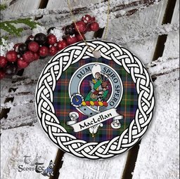 MacLennan Scottish Clan Crest and Celtic Tartan Ceramic Ornament Plaid Christmas Ornament Gifts