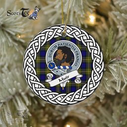 Muir Scottish Clan Crest and Celtic Tartan Ceramic Ornament Plaid Christmas Ornament Gifts