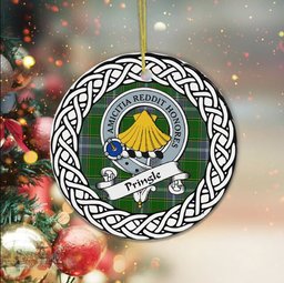Pringle Scottish Clan Crest and Celtic Tartan Ceramic Ornament Plaid Christmas Ornament Gifts