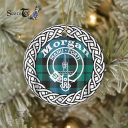 Morgan Scottish Clan Crest and Celtic Tartan Ceramic Ornament Plaid Christmas Ornament Gifts
