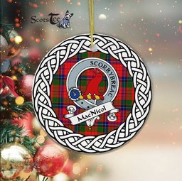 MacNicol Scottish Clan Crest and Celtic Tartan Ceramic Ornament Plaid Christmas Ornament Gifts
