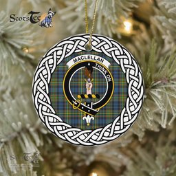 MacLellan Scottish Clan Crest and Celtic Tartan Ceramic Ornament Plaid Christmas Ornament Gifts