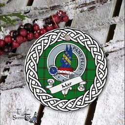 Mar Scottish Clan Crest and Celtic Tartan Ceramic Ornament Plaid Christmas Ornament Gifts