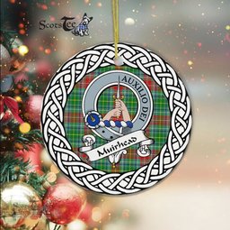 Muirhead Scottish Clan Crest and Celtic Tartan Ceramic Ornament Plaid Christmas Ornament Gifts