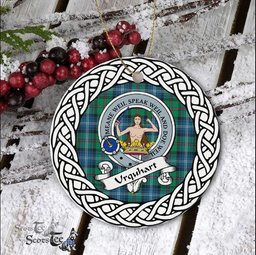 Urquhart Scottish Clan Crest and Celtic Tartan Ceramic Ornament Plaid Christmas Ornament Gifts