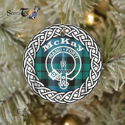 McKay Scottish Clan Crest and Celtic Tartan Ceramic Ornament Plaid Christmas Ornament Gifts