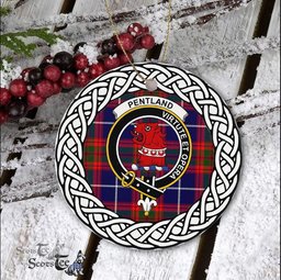 Pentland Scottish Clan Crest and Celtic Tartan Ceramic Ornament Plaid Christmas Ornament Gifts