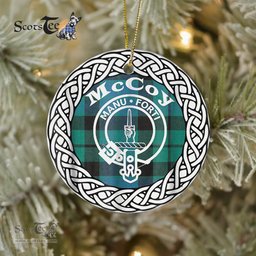 McCoy Scottish Clan Crest and Celtic Tartan Ceramic Ornament Plaid Christmas Ornament Gifts