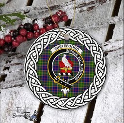 Whitefoord Scottish Clan Crest and Celtic Tartan Ceramic Ornament Plaid Christmas Ornament Gifts