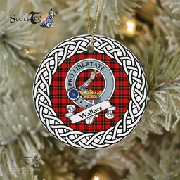 Wallace Scottish Clan Crest and Celtic Tartan Ceramic Ornament Plaid Christmas Ornament Gifts