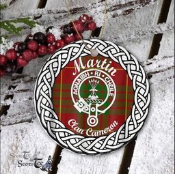 Martin Scottish Clan Crest and Celtic Tartan Ceramic Ornament Plaid Christmas Ornament Gifts