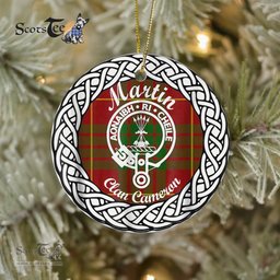 Martin Scottish Clan Crest and Celtic Tartan Ceramic Ornament Plaid Christmas Ornament Gifts