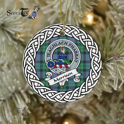 Morrison Scottish Clan Crest and Celtic Tartan Ceramic Ornament Plaid Christmas Ornament Gifts