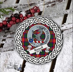 Riddell Scottish Clan Crest and Celtic Tartan Ceramic Ornament Plaid Christmas Ornament Gifts