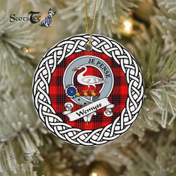 Wemyss Scottish Clan Crest and Celtic Tartan Ceramic Ornament Plaid Christmas Ornament Gifts