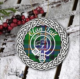 Tait Scottish Clan Crest and Celtic Tartan Ceramic Ornament Plaid Christmas Ornament Gifts