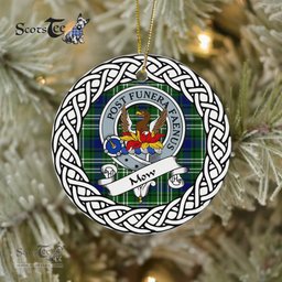 Mow Scottish Clan Crest and Celtic Tartan Ceramic Ornament Plaid Christmas Ornament Gifts