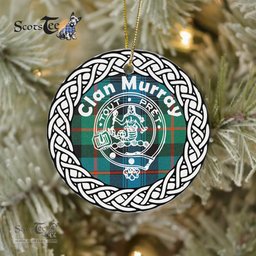 Murray Scottish Clan Crest and Celtic Tartan Ceramic Ornament Plaid Christmas Ornament Gifts