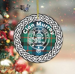 Murray Scottish Clan Crest and Celtic Tartan Ceramic Ornament Plaid Christmas Ornament Gifts