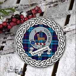McCorquodale Scottish Clan Crest and Celtic Tartan Ceramic Ornament Plaid Christmas Ornament Gifts