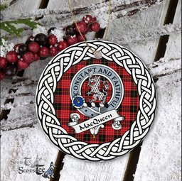 MacQueen Scottish Clan Crest and Celtic Tartan Ceramic Ornament Plaid Christmas Ornament Gifts