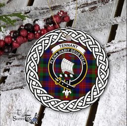 Tennant Scottish Clan Crest and Celtic Tartan Ceramic Ornament Plaid Christmas Ornament Gifts