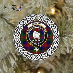Tennant Scottish Clan Crest and Celtic Tartan Ceramic Ornament Plaid Christmas Ornament Gifts